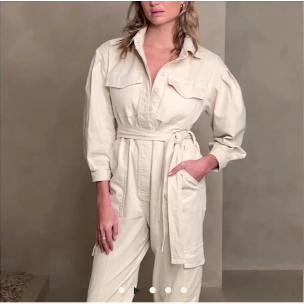 NEW Banana Republic Flightsuit Jumpsuit Beige SMALL Moleskin $190